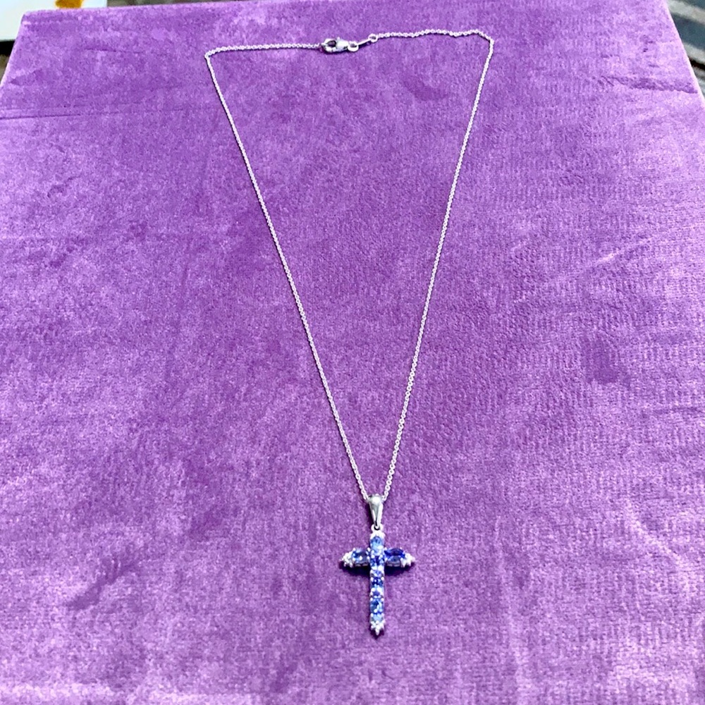 Tanzanite cross necklace